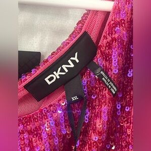 DNKY Womens Sequined Pullover Blouse